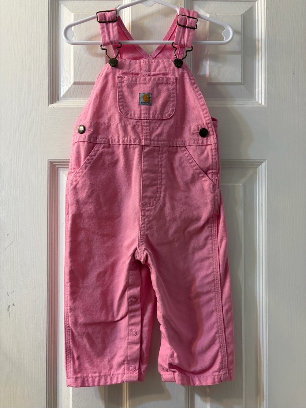 Carhartt Beautiful Baby Girl's Pink "Like New" Cotton Overalls Size 12 Months